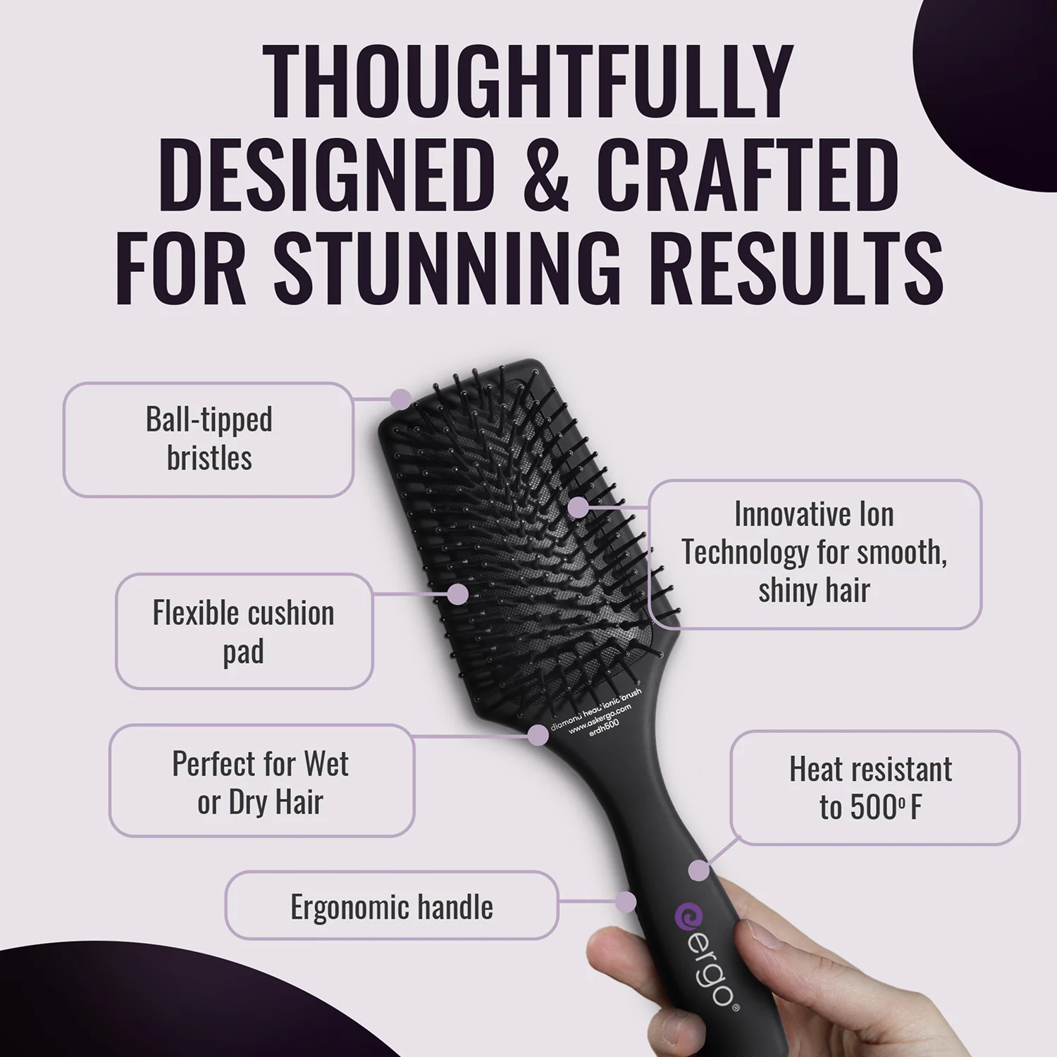 er500 Mini Ionic Polishing Paddle Hair Brush - Image 3